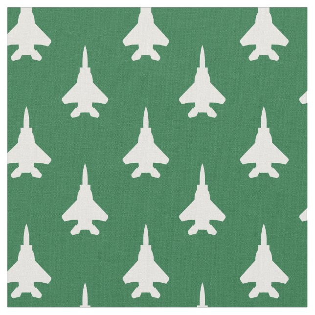White on Green Strike Eagle Fighter Jet Muster Stoff (Nahaufnahme)