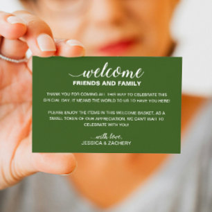 White on Green Wedding Willkommensbeutel Platzkarte