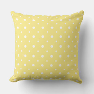 White on Lemon Yellow Quirky Polka Dot Pattern Kissen