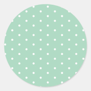 White on Mint Polka Dots Runder Aufkleber