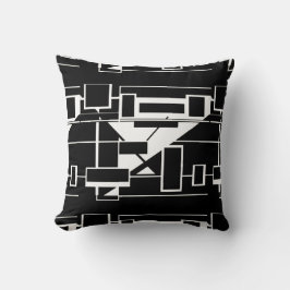 White on Navy Black Geometric Abstrakt Labyrinth Kissen