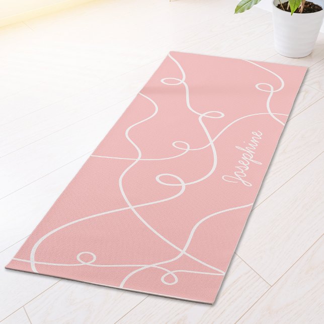 White On Pink Geometric Loops Pattern And Name Yogamatte (Von Creator hochgeladen)