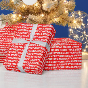 White on Red Christmas Typografy Wrapping Paper Geschenkpapier