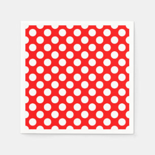 White on Red Large Size Polka Dots Paper Serviette