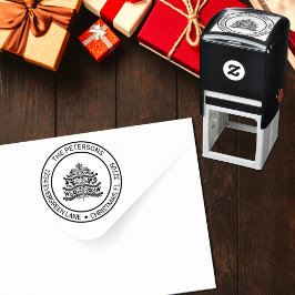 White on Red Scandinavian Christmas Tree Adresse Permastempel