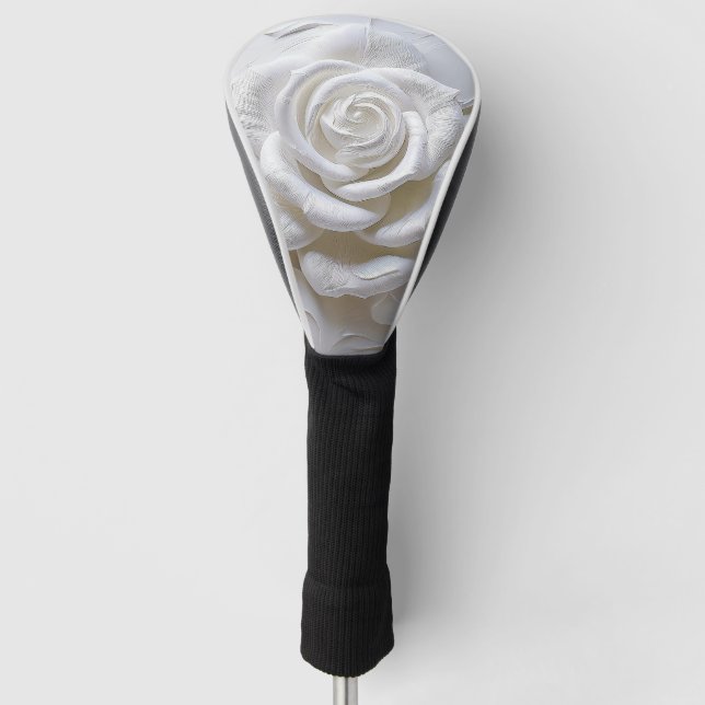 White On White - Geformte Rose Golf Headcover (Vorderseite)