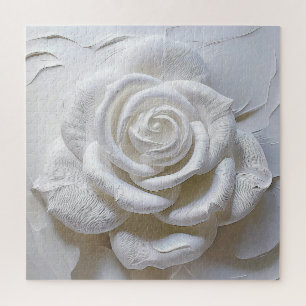 White On White - Geformte Rose Puzzle