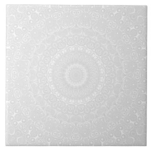 White on White Geometric Mandala Pattern Fliese