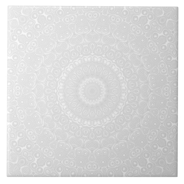 White on White Geometric Mandala Pattern Fliese (Vorderseite)