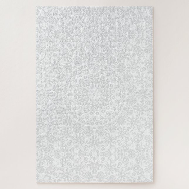 White on White Minimal Mandala Muster Puzzle (Vertikal)
