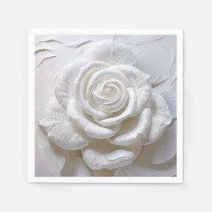 White On White - Modellierte Rose Serviette