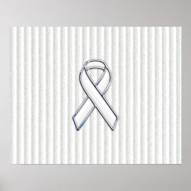 White on White Ribbon Awareness Stripes Poster (Vorne)