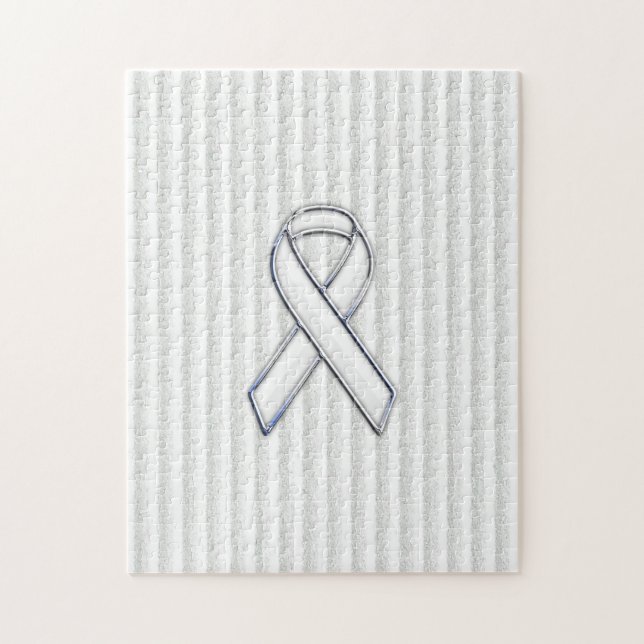 White on White Ribbon Awareness Stripes Puzzle (Vertikal)