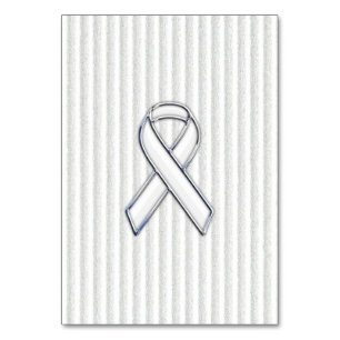 White on White Ribbon Awareness Stripes Tischnummer