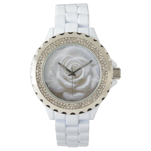White on White - Skulptur Rose Armbanduhr (Vorderseite)