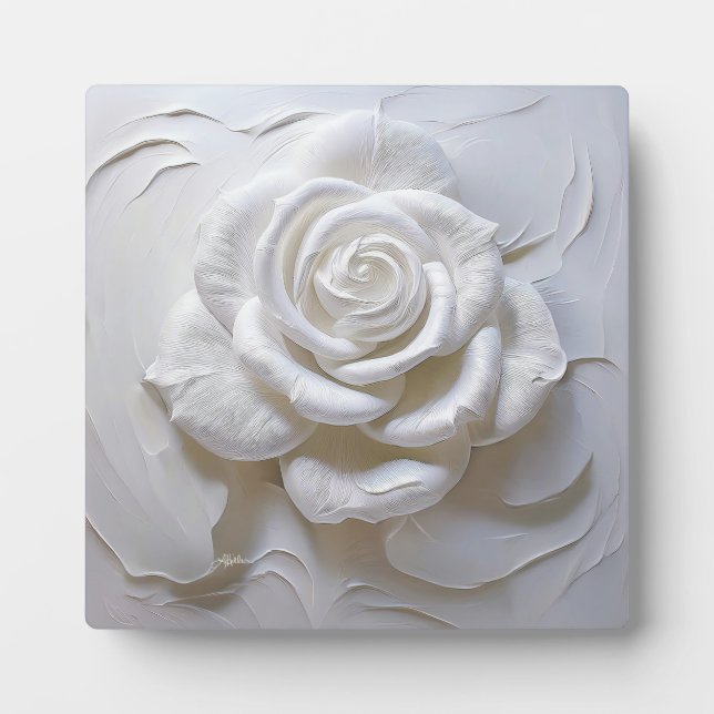 White on White - Skulptur Rose Fotoplatte (Vorderseite)