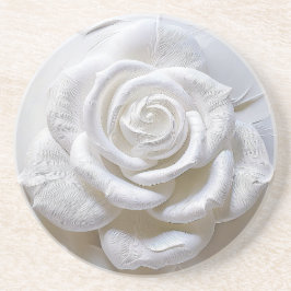 White on White - Skulptur Rose Getränkeuntersetzer