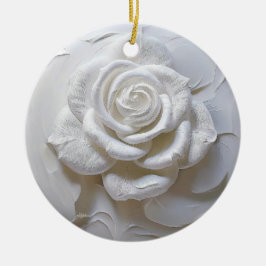 White on White - Skulptur Rose Keramik Ornament