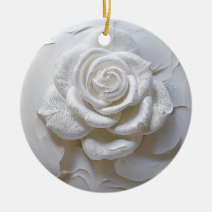 White on White - Skulptur Rose Keramik Ornament