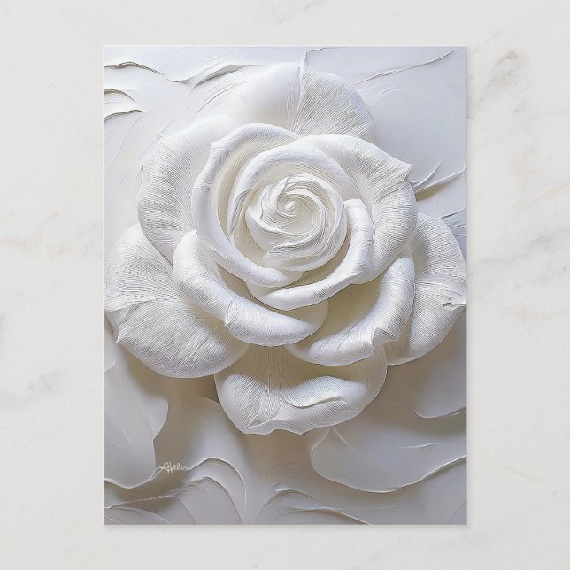 White on White - Skulptur Rose Postkarte (Vorderseite)