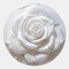 White on White - Skulptur Rose Runder Aufkleber