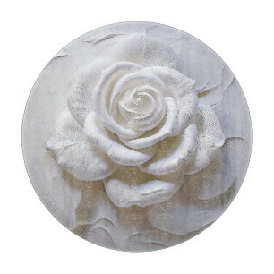 White on White - Skulptur Rose Schneidebrett