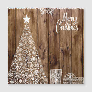 White on Wood Christmas Magnetkarte