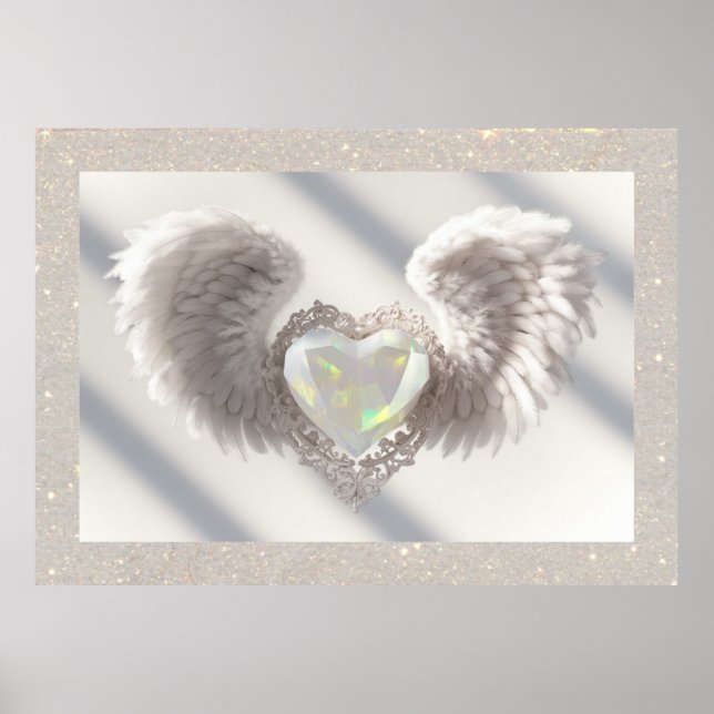 *~*~ White Opal Heart Engel Wings AP78 Poster (Vorne)