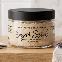 White or Clear Sugar Scrub Jar Label 1" x 7"