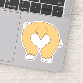 White & Orange Funny Corgi Hintern Zeichnend Aufkleber