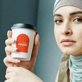 White Orange Solid Color Plain Aqiqah Baby Dusche Pappbecher