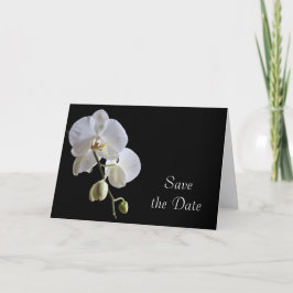 White Orchid auf Black Wedding Save the Date Ankündigung