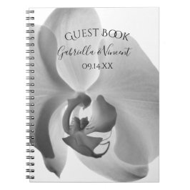 White Orchid Blume Wedding Guest Book Notizblock
