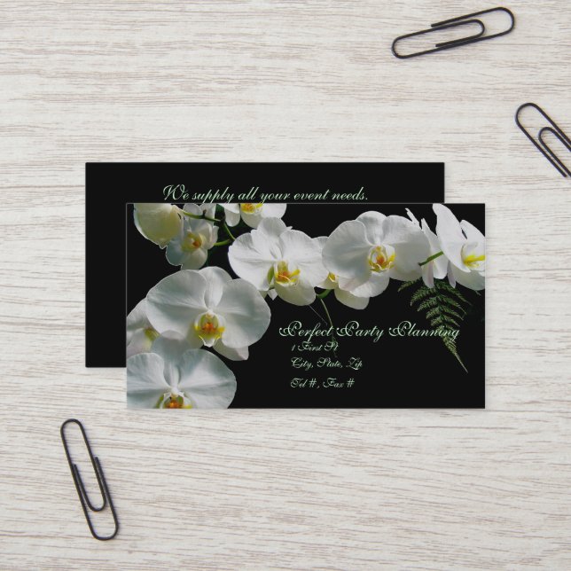 White Orchid Business Card Visitenkarte (Vorderseite/Rückseite Beispiel)