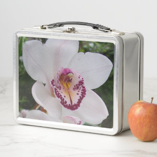 White Orchid I Beautiful Tropical Blume Metall Brotdose