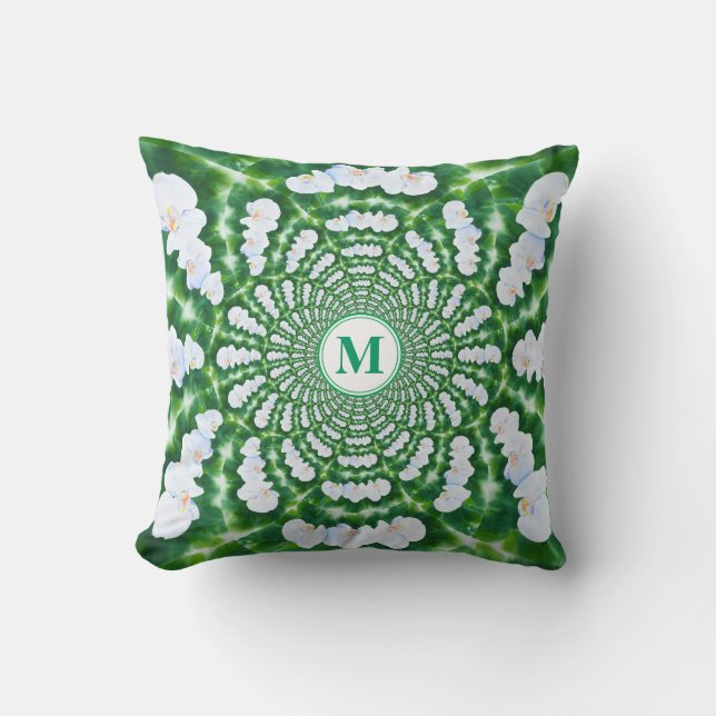 White Orchid Mandala Kissen (Vorderseite)