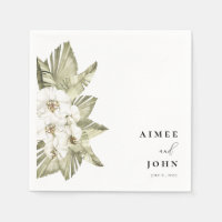 White Orchid Wedding Cocktail Napkins