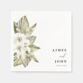 White Orchid Wedding Cocktail Napkins Serviette