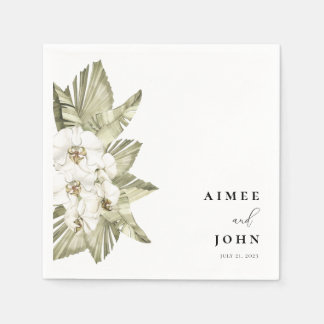 White Orchid Wedding Cocktail Napkins Serviette