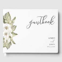 White Orchid Wedding Guest Book Gästebuch