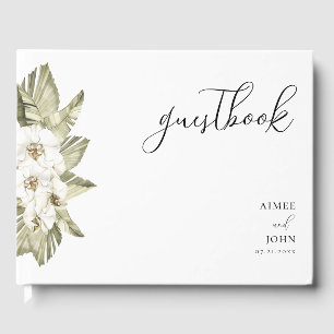 White Orchid Wedding Guest Book Gästebuch