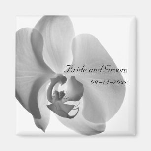 White Orchid Wedding Magnet