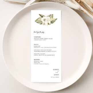 White Orchid Wedding Menu Menükarte