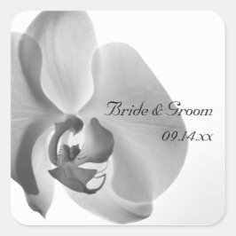 White Orchid Wedding Square Umschlag Aufkleber