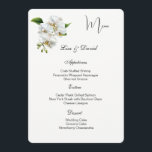 White Orchids Menu Card Menükarte<br><div class="desc">This Menu Card template is shown on the basic paper in white with a lovely white orchid print design. Script and standard text are in a black color. Customize the names and menu items by clicking the customize or edit button, use the offered templates to change to your information. Licensed...</div>