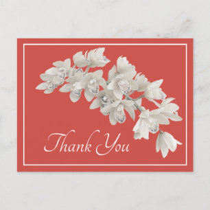 White Orchids Orange Hintergrund Vielen Dank Postkarte
