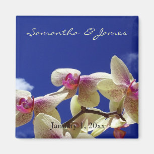 White Orchids und Blue Sky Personal Wedding Magnet