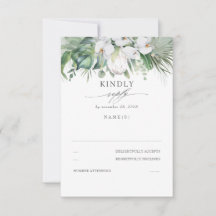 White Orchids und King Protea Wedding RSVP