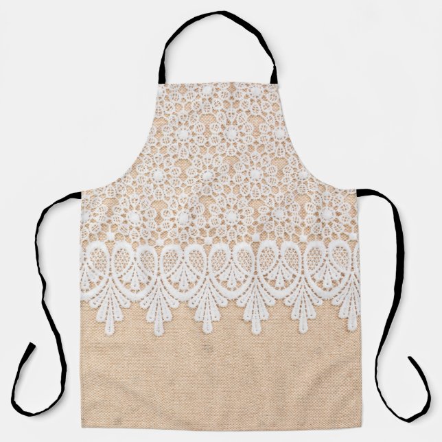 White Ornamental Lace over fabric design Schürze (Vorderseite)