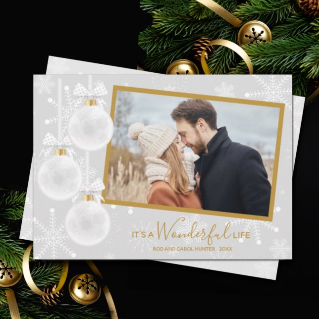 White Ornaments Weihnachts-Foto Feiertagskarte (Von Creator hochgeladen)